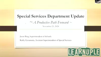 Update on Special Education Developments